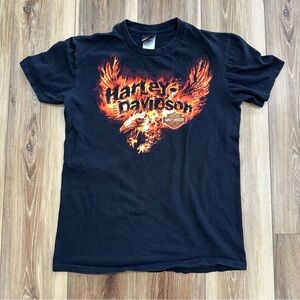 Harley-Davidson Flames Eagle Las Vegas 2013 100% Cotton Shirt, Black, Medium
